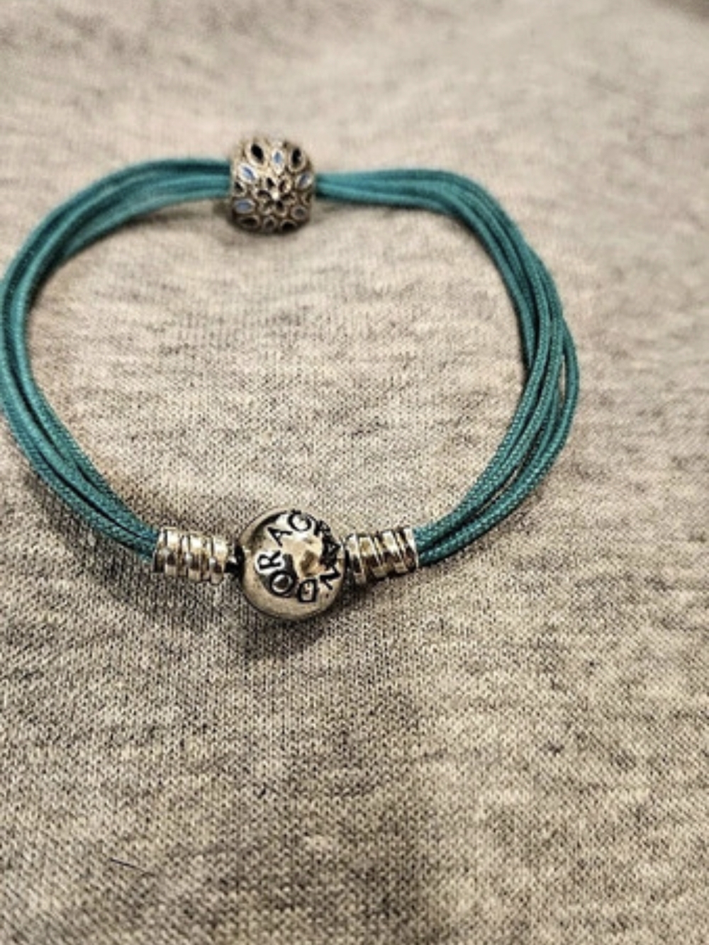 Pandora Moments Multi-Strand Teal Fabric Cord Bracelet